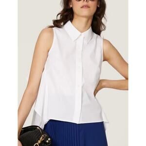 Peter Som Collective White Sleeveless Collared Top Blouse 4